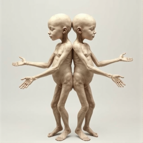 Conjoined twin with two heads, four arms, and four legs