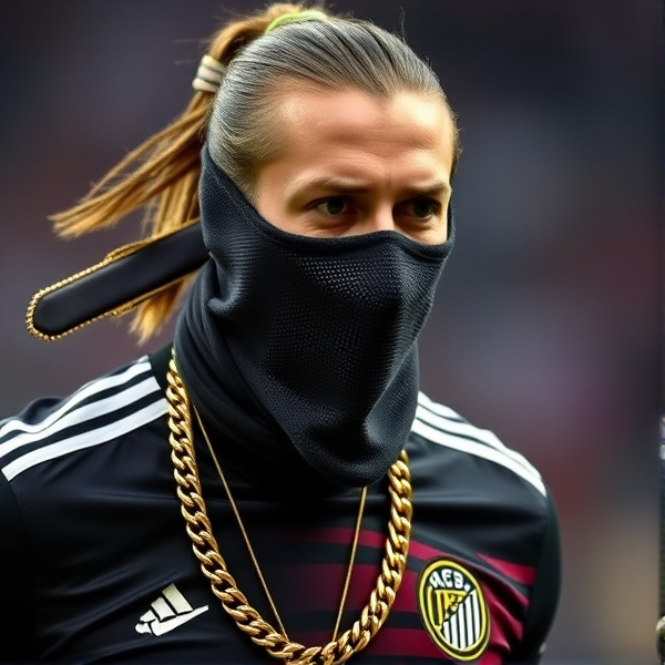 Zlatan Ibrahimovic soccer agressive ski mask gold chain