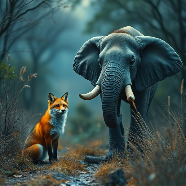 fox and a elaphant