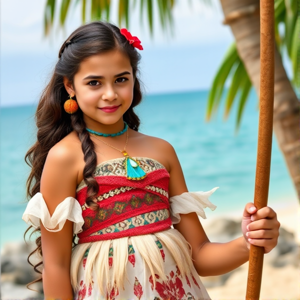 Kiernan Shipka dressed as Disney Princess Moana