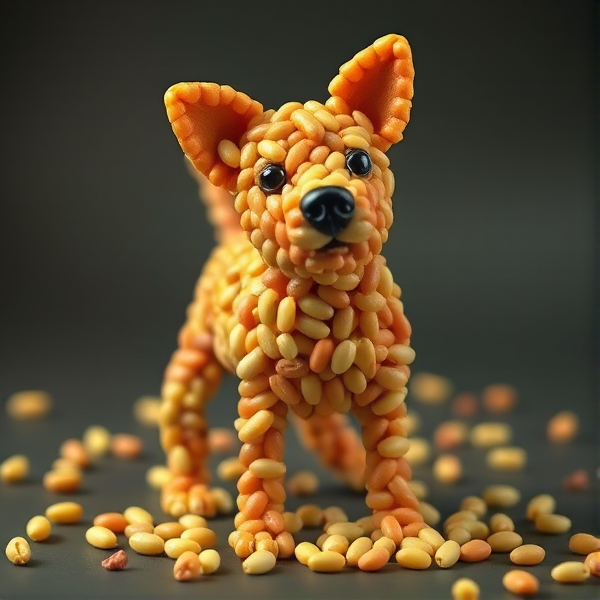 A dog made of beans