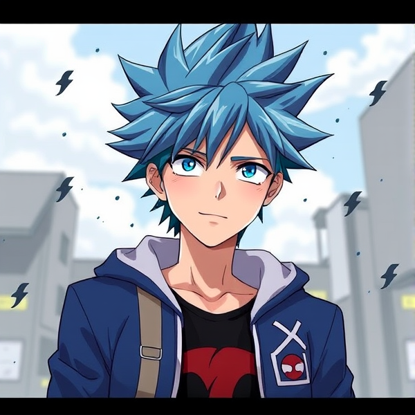 My hero academia oc. Blue spikey hair.