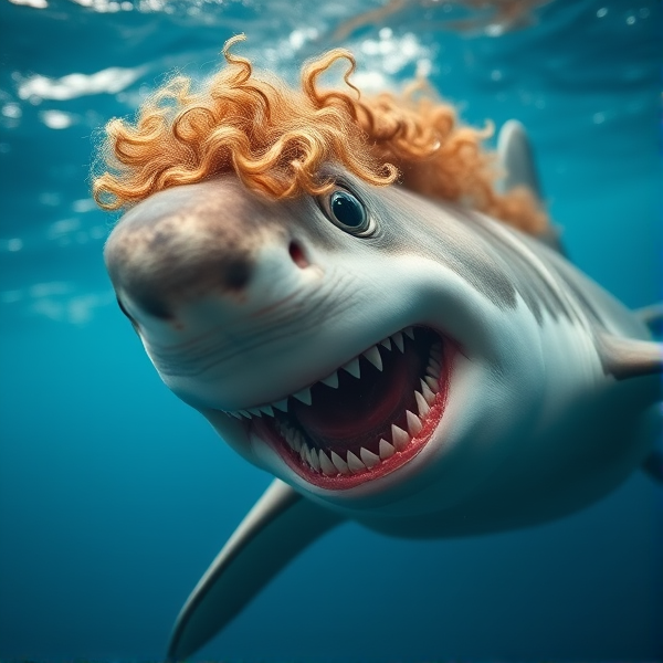 Young white shark boy with loose curls