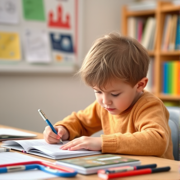 Child working on the English assessment