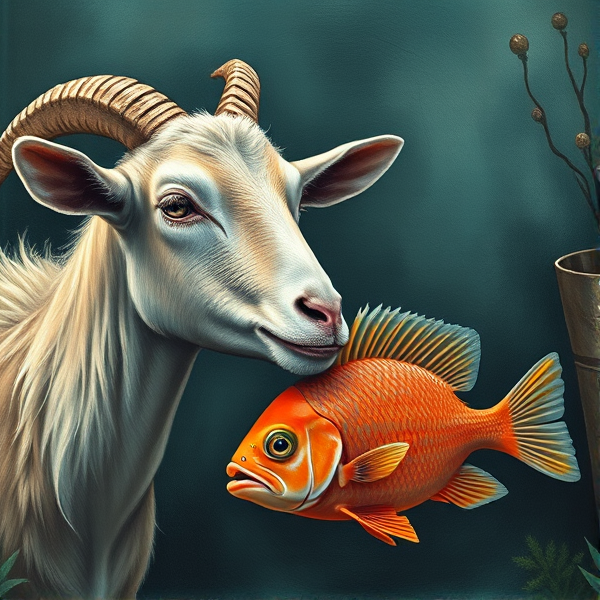 goat and a fish