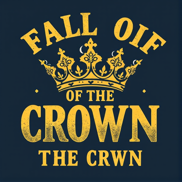 Design a shirt that says fall of the crown with a cracked crown