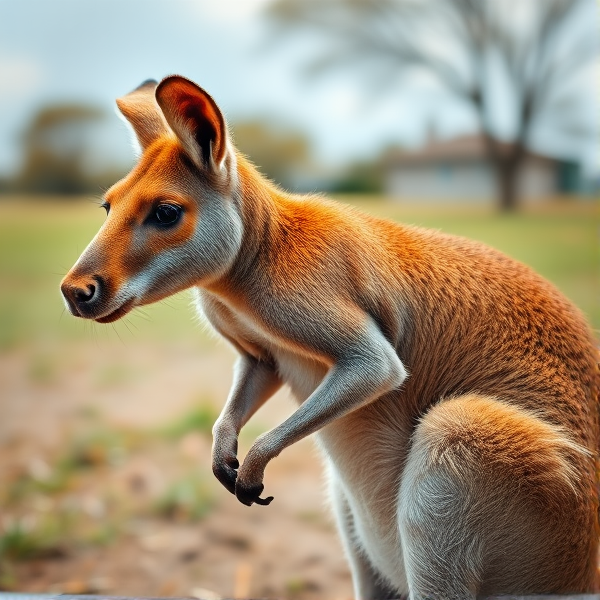 Kangaroo with a pig head pig tail