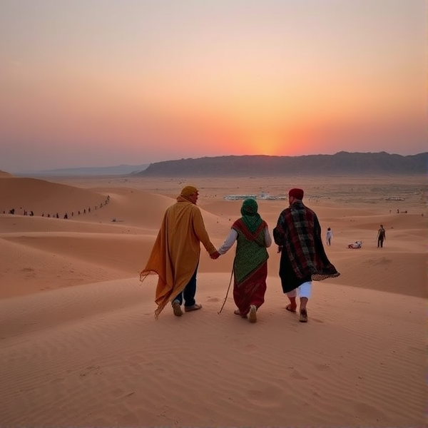 Le désert marocain algérien ensemble avec les deux peuples réunis