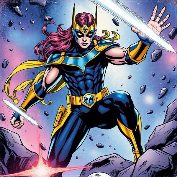 nova from marvel in comic art for trading card