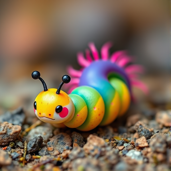 Cute rainbow Punk worm