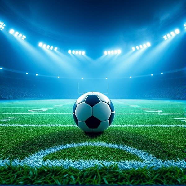 A football game inside of a blue temt