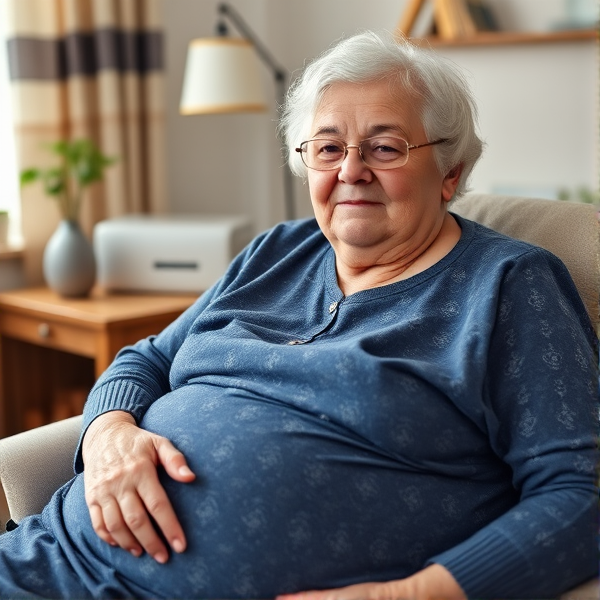 A fat elderly lady in nursing home