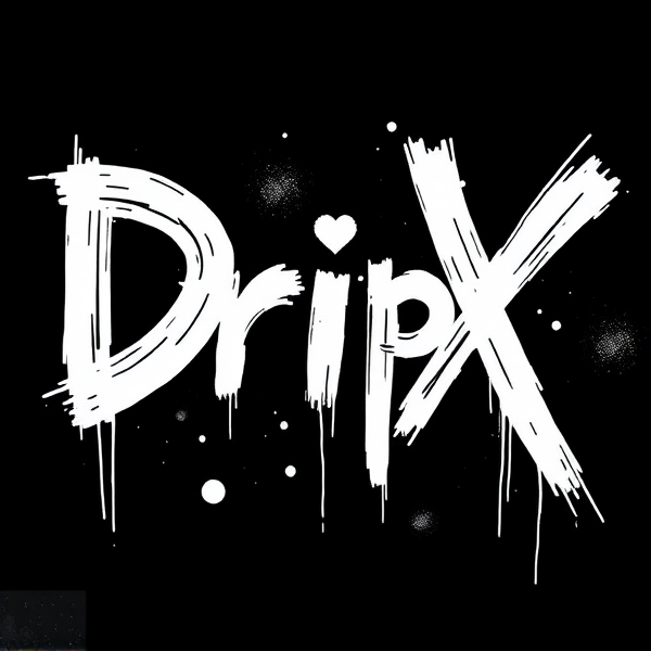 Write Dr!pX as a  and make it black-and-white and cartoonish with spray paint