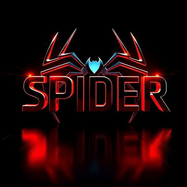 Create a visually arresting 3D logo for “SPIDER" that exudes ultra-modern, sleek design elements with bold sans-serif typography which dynamically bursts forth from a pitch-black background. Infuse the artwork with electrifying light beams inspired by the Capcut app icon's luminosity, casting profound shadows and creating striking highlights across the logo's contours. Incorporate a fusion of cutting-edge curves, crisp edges, and fluid lines to convey both rapidity and elegance. The logo should be enveloped in a metallic skin exhibiting a lustrous, mirror-like finish to dramatically bounce off light, imbuing it with an essence of vigorous motion. Draw upon Pixar's hallmark of incisive imagery and pronounced geometric shapes, injecting the tableau with a lively color spectrum and polished surfaces for additional depth. Utilize rendering techniques paralleling Unreal Engine's hyper-realism and Octane Renderer's ray tracing capabilities to achieve mesmerizing reflections, alongside V-Ray's sophisticated lighting effects to accentuate the mood. Strive for an overwhelmingly surreal visual spectacle that flirts with sci-fi elements, deliberately exaggerating every aspect for maximal impact. This creation ought to be perceived as audaciously lavish, overtly eschewing any inclination towards subtlety or minimalism.