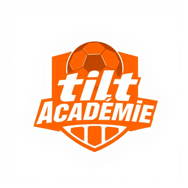 Conception d'un logo pour une équipe de football de l'académie, incluant le mot 'Académie' en italique, dominante couleur orange, style dynamique et moderne.Le nom est tilt académie .incluant les mot tilt académie stylé dans le logo