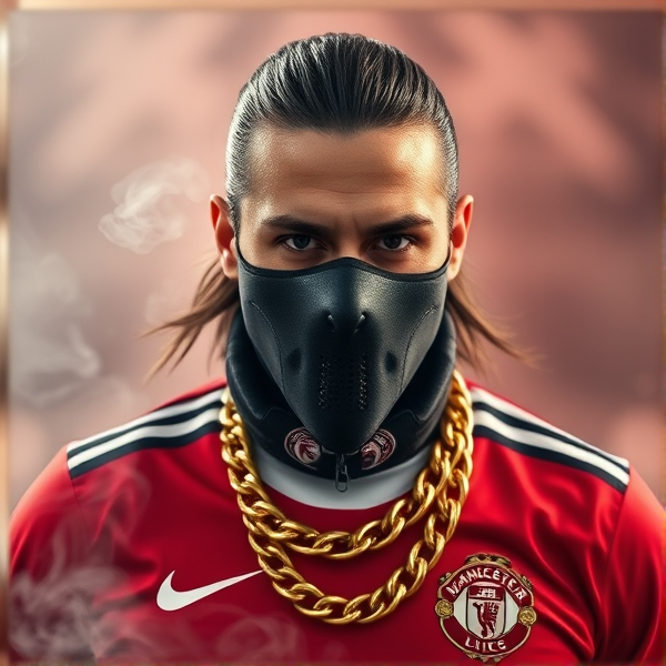 Zlatan Ibrahimovic soccer agressive ski mask gold chain ring smoke ballon