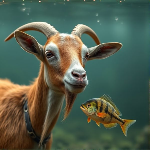 goat and a fish