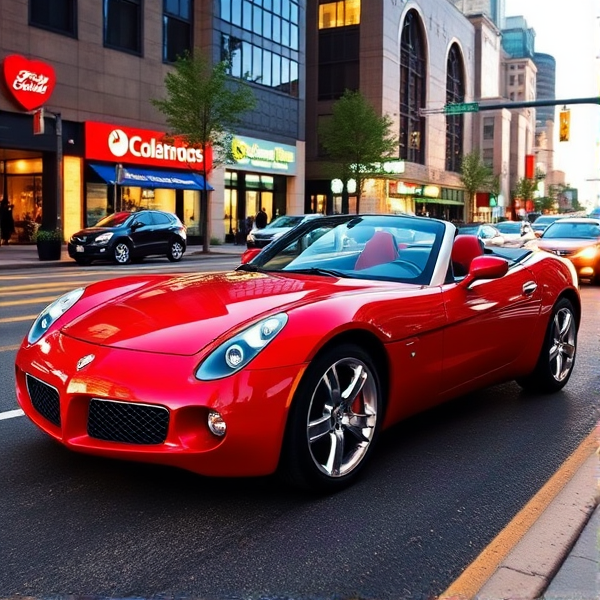 2006 red pontiac solstice escaping city riot