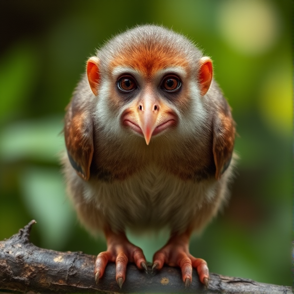 kiwi bird with monkey face and feet