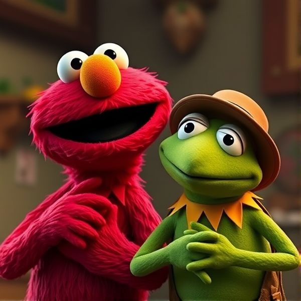 elmo and kermit being mischevious