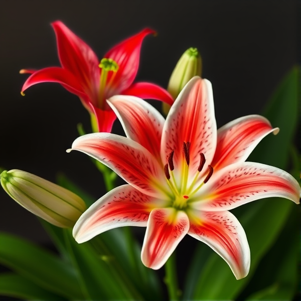 Lily of the valey and red spider lily flower bouquet