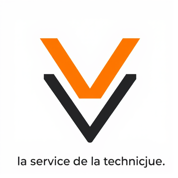 Je veux un logo composé de ( M V ) avec des couleurs orange et noir . Suivis du slogan ,la passion au service de la technique.