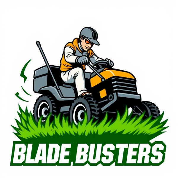 Blade busters lawn mowing business logo