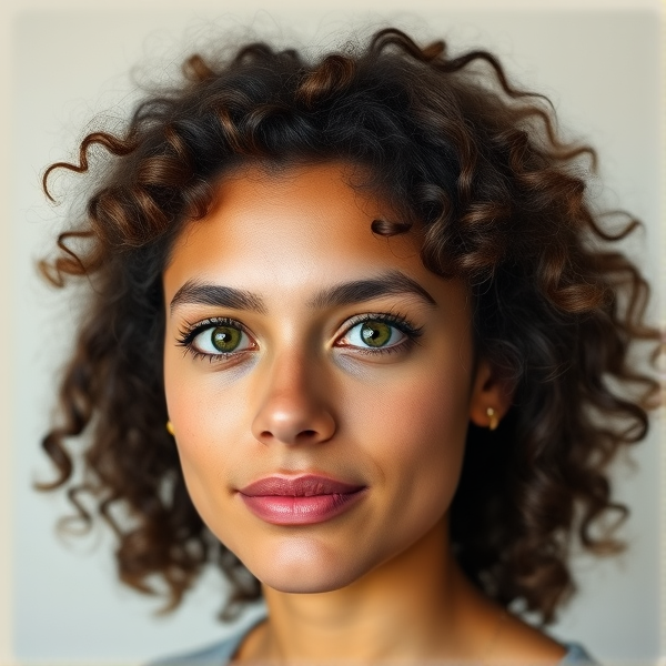 Un métisse avec des cheveux bouclés et des yeux verts pour une photo de profil