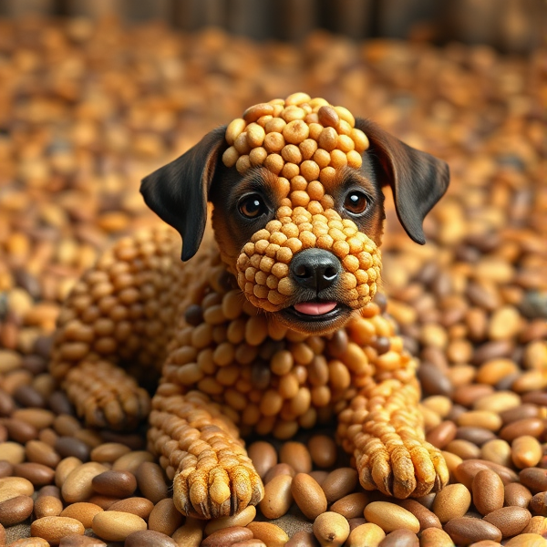 A dog made of beans