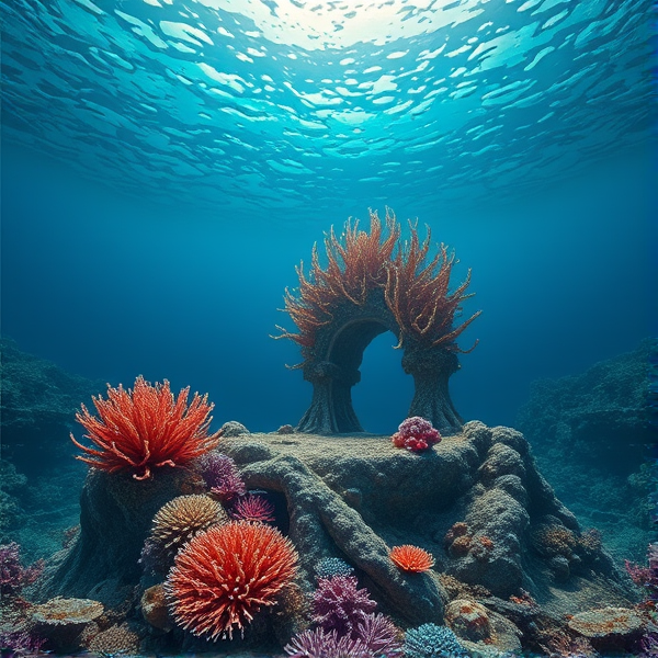 Coral throne under the ocean