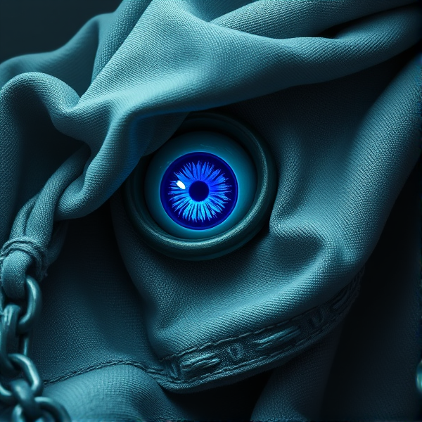 A Cloth with a single glowing blue eye and a chain
