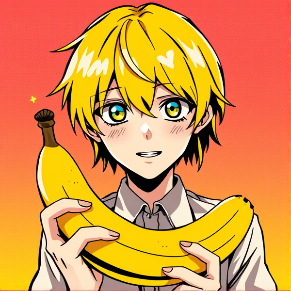 Kagamine len from vocaloid the boy yellow haired vocaloid who likes banana