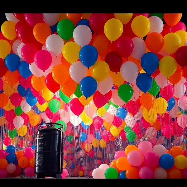 Sonic balloon stand helium gas cylinder tank and big bunch of many colorful 16 inch balloons 450 each