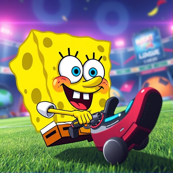 SpongeBob playing rocket league