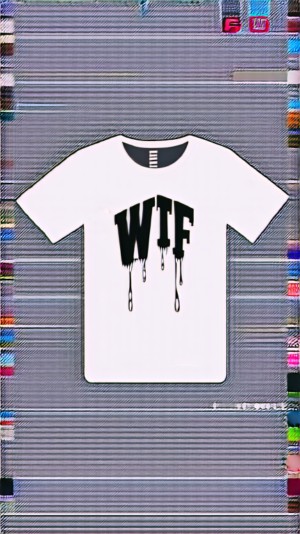 Un t-shirt blanc avec marquer dessus avec une police Dégoulinante (WTF  avec un GLOCK  et en miniature les initiales Getbackgang