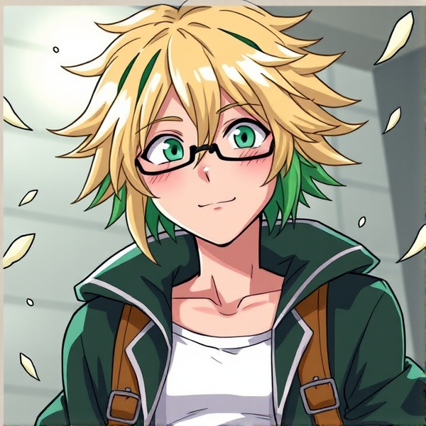 My hero academia oc blonde and green hair