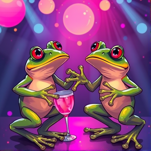 Frogs at a disco party