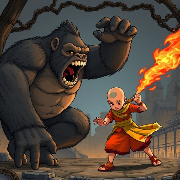 Aang figth King kong