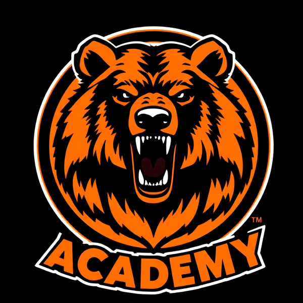 Grizzly , tilt académie, un logo magnifique orange et noire