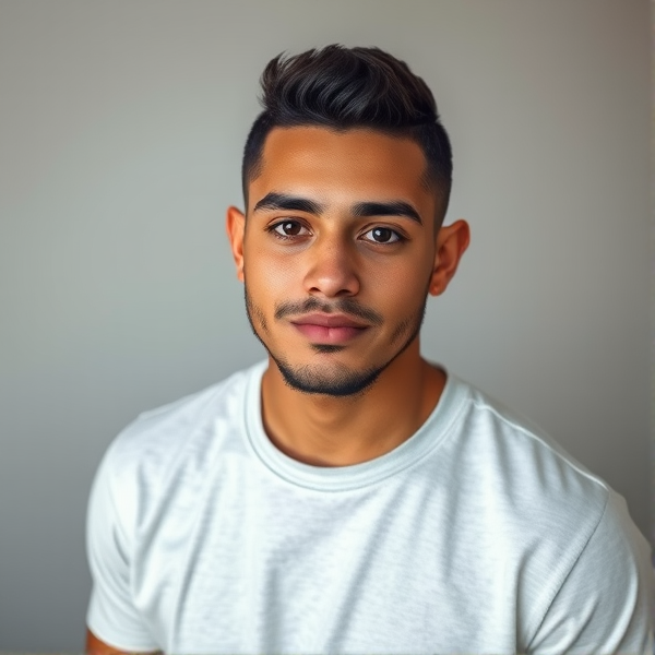 Make a 19 year old Brazilian with no facial hair and a low fade cut