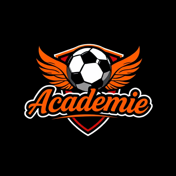 Conception d'un logo pour une équipe de football de l'académie, incluant le mot 'Académie' en italique, dominante couleur orange, style dynamique et moderne.Le nom est tilt académie
