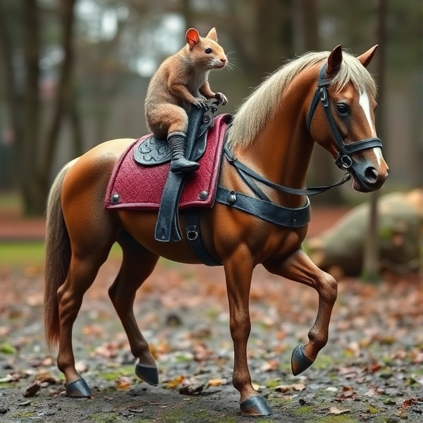 German war horse with a mouse on its back