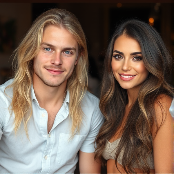 Long blonde haired Swedish man and Italian brunette woman