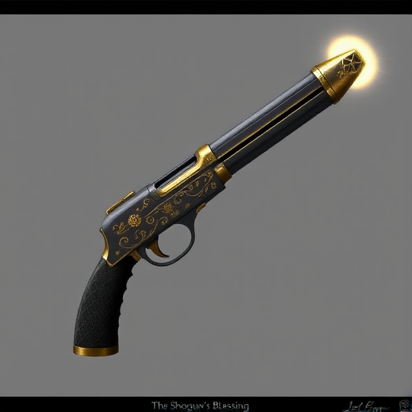 For **The Shogun's Blessing**, here’s a concept for its appearance:
### Appearance of The Shogun's Blessing
- **Design**: The Medi Gun features a sleek, ornate design inspired by traditional samurai aesthetics.
- **Body**: Made of a dark, polished metal with intricate gold accents and engravings that resemble traditional Japanese patterns or samurai armor.
- **Handle**: Wrapped in dark leather with a textured grip, resembling the hilt of a katana.
- **Nozzle**: The healing beam emitter has a design reminiscent of a samurai sword's guard, with a slight curve and decorative elements.
- **Visual Effects**: When healing, the beam appears as a glowing, ethereal energy resembling a stylized wave or aura, with subtle cherry blossom or wave motifs. During ÜberCharge, the visual effect intensifies with a shimmering, golden aura.
This appearance combines the traditional samurai style with the functional aspects of the Medi Gun, enhancing its thematic appeal while keeping it functional and recognizable.