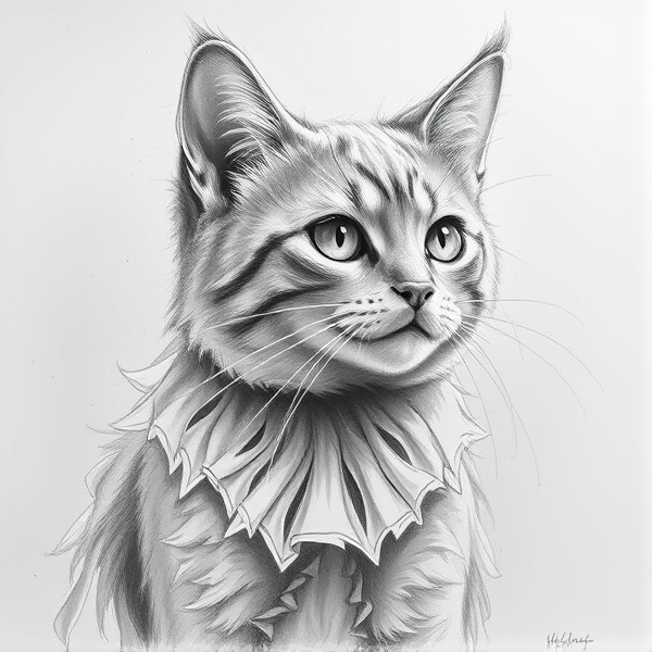 Line art for anime style cat