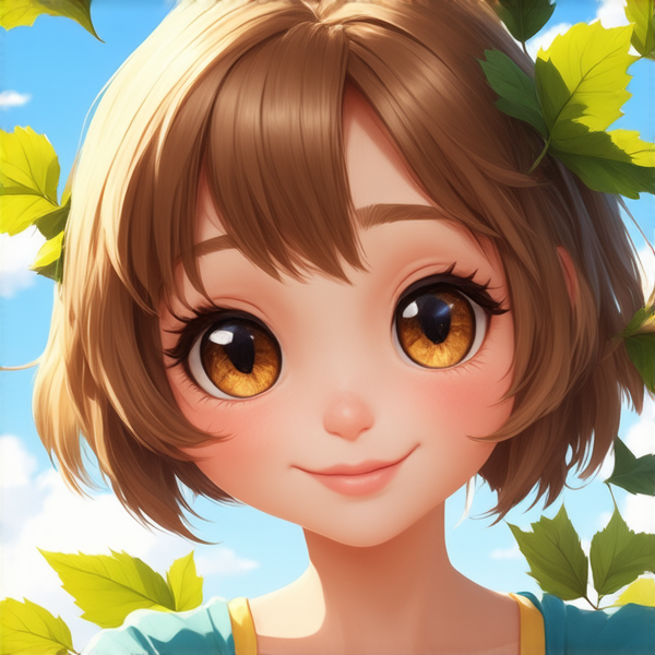 majestueux chêne centenaire aux feuilles vertes luxuriantes, éclairé par une douce lumière dorée du matin, ciel bleu clair en arrière-plan avec quelques nuages légers