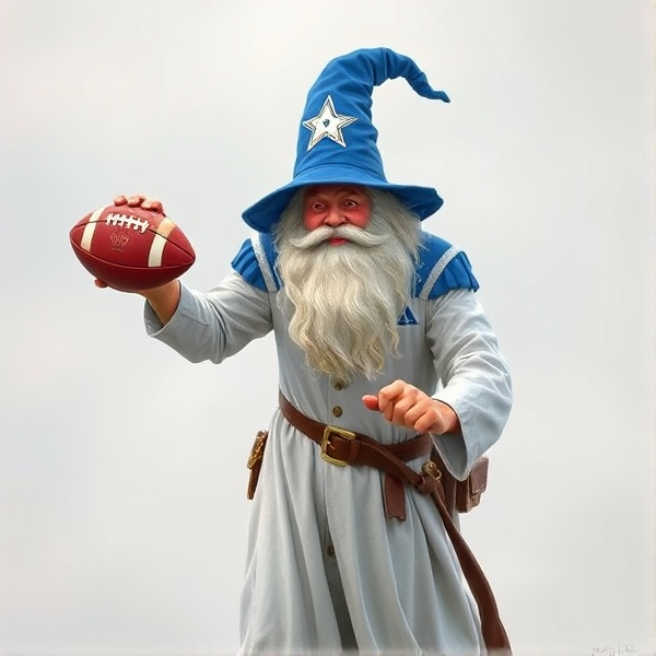 Wizard holding American football