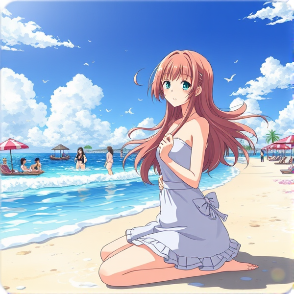 Orihime anime on the beach