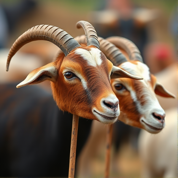 Goat heads on a stick