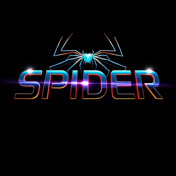 Create a visually arresting 3D logo for “SPIDER" that exudes ultra-modern, sleek design elements with bold sans-serif typography which dynamically bursts forth from a pitch-black background. Infuse the artwork with electrifying light beams inspired by the Capcut app icon's luminosity, casting profound shadows and creating striking highlights across the logo's contours. Incorporate a fusion of cutting-edge curves, crisp edges, and fluid lines to convey both rapidity and elegance. The logo should be enveloped in a metallic skin exhibiting a lustrous, mirror-like finish to dramatically bounce off light, imbuing it with an essence of vigorous motion. Draw upon Pixar's hallmark of incisive imagery and pronounced geometric shapes, injecting the tableau with a lively color spectrum and polished surfaces for additional depth. Utilize rendering techniques paralleling Unreal Engine's hyper-realism and Octane Renderer's ray tracing capabilities to achieve mesmerizing reflections, alongside V-Ray's sophisticated lighting effects to accentuate the mood. Strive for an overwhelmingly surreal visual spectacle that flirts with sci-fi elements, deliberately exaggerating every aspect for maximal impact. This creation ought to be perceived as audaciously lavish, overtly eschewing any inclination towards subtlety or minimalism.